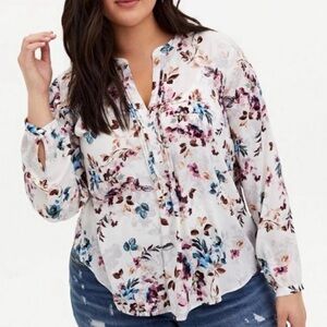 Torrid Multicolor Long-sleeve Floral Blouse